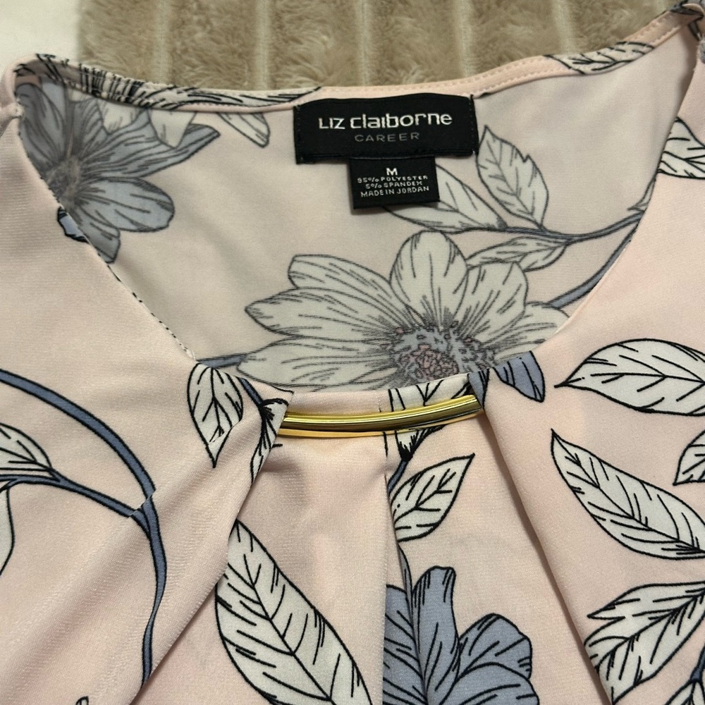 Liz Claiborne Pink and Blue Floral Blouse - Picture 2 of 3